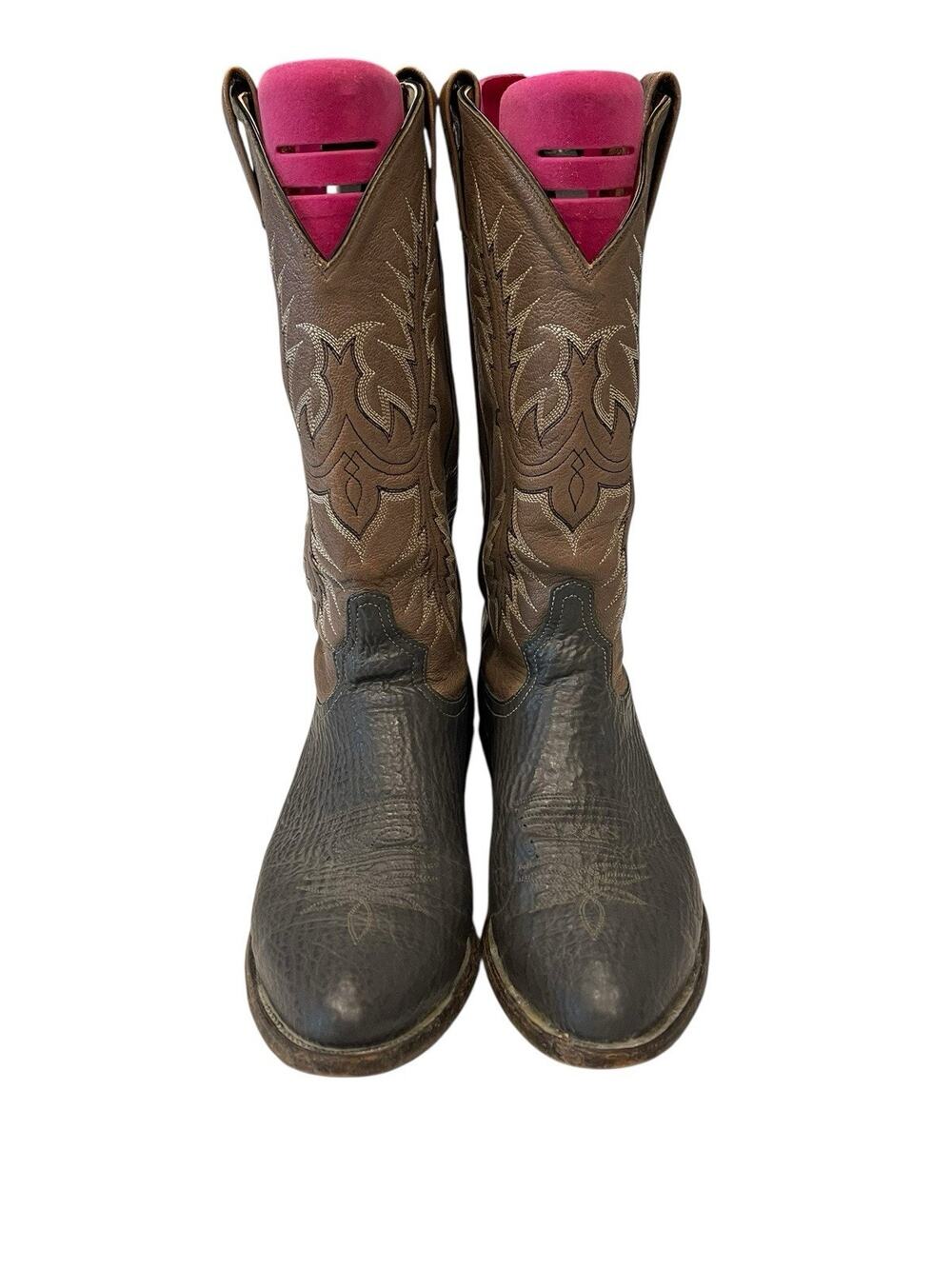 Vintage Tony Lama Shoulder Cowboy Boots | USA Made | Grey | Men’s